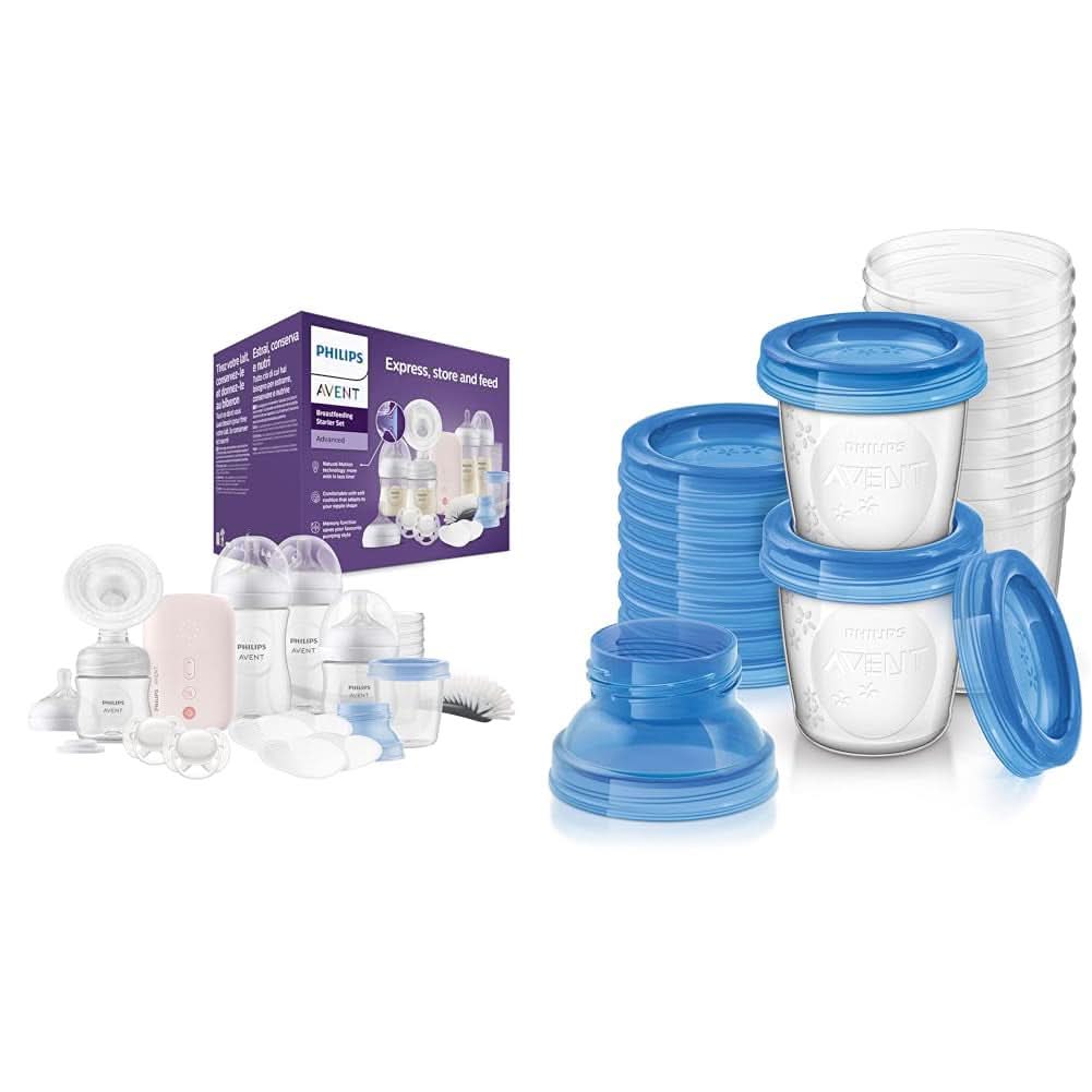 Extractor de leche eléctrico Philips Avent, set de regalo Accesorios Alimentación y Lactancia Baby Naty Shop Paquete con sistema de almacenamiento Extractor de leche