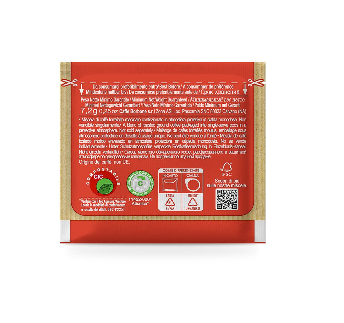 Caffè Borbone Kaffeepads compostables, Rote Kaffeemischung - 150 pads - Compatible con los pads de papel ESE System 44 mm