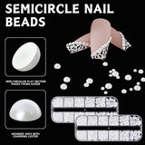 12 Größen Nail Art Perlen, Flache Perlen, Nail Art Accessoires, Halbkreis Nagelperlen, Weiße Nail Charms Und Glitzersteine ​​​​Nägel Für Nail Art Design, DIY Basteln, Alltag, Hochzeit (2 cajas)
