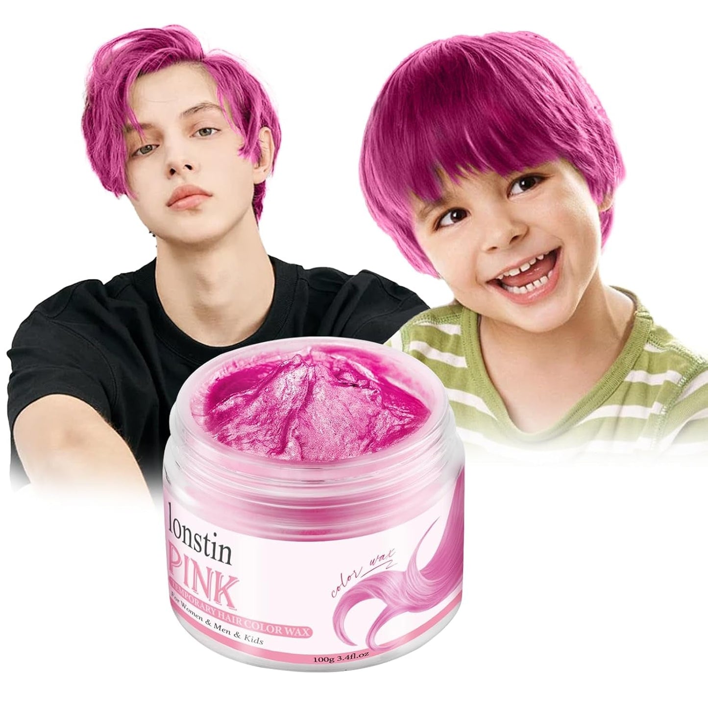 Tinte para el cabello temporal rosa lavable Cera para el cabello temporal Peinado natural Color Pomada Tinte para el cabello lavable para hombres Mujeres Fiesta Cosplay Halloween Navidad Tinte para el cabello Naty Shop Título predeterminado