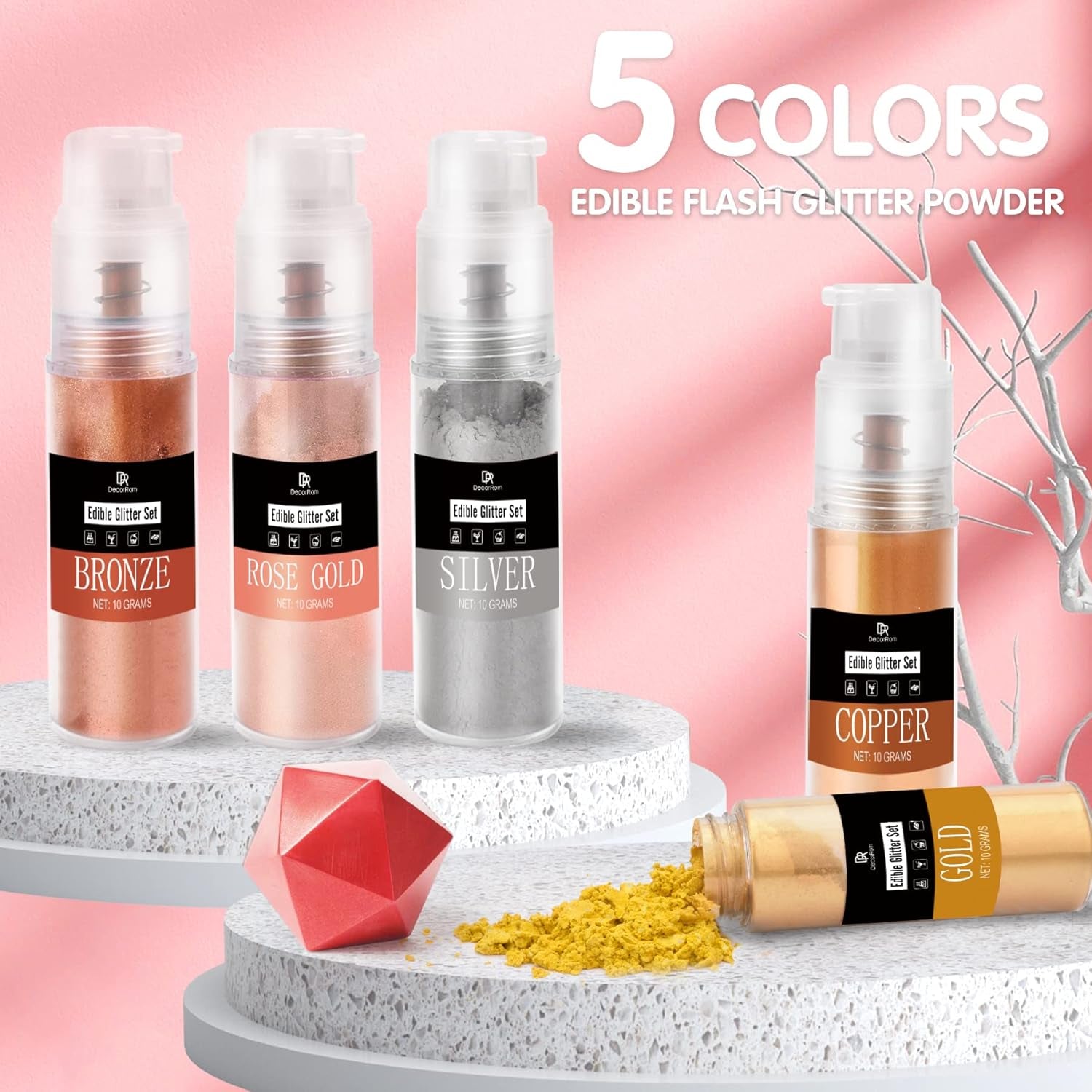 DecoRom, purpurina comestible, polvo, 10 gramos Glitter Naty Shop