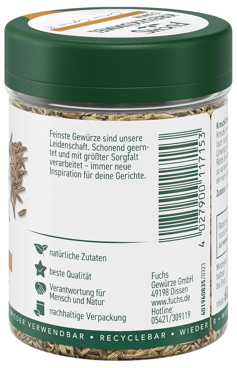 Fuchs - Comino entero, 60 gramos Condimentos Naty Shop