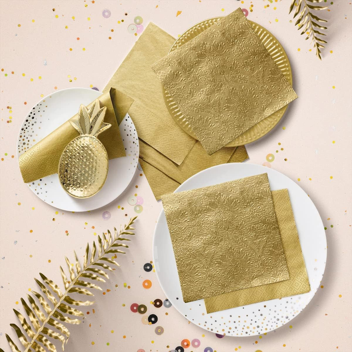 PAW - Servilletas 3 Capas (33 X 33 Cm) I 20 Piezas I Perfectas para Cumpleaños, Fiestas, Bodas, Comuniones y Festivos I Servilletas de Papel de Colores - Ocasiones Especiales, Adornos I Inspiración Clásica (Oro)