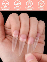 EBANKU 500 puntas de uñas postizas artificiales, gel suave mate, puntas transparentes, puntas de uñas artificiales para extensiones de uñas, juego de uñas postizas, 12 tamaños-A
