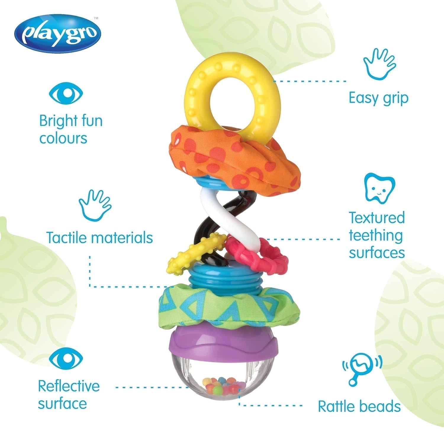 Playgro Sonajero Super Shaker - pelota sonajero para bebe - pelota sonajero - pelota sonajero para niños - pelota sonajero - motricidad - juguete bebe - motricidad para bebes - juguetes coloridos Bebe Naty Shop