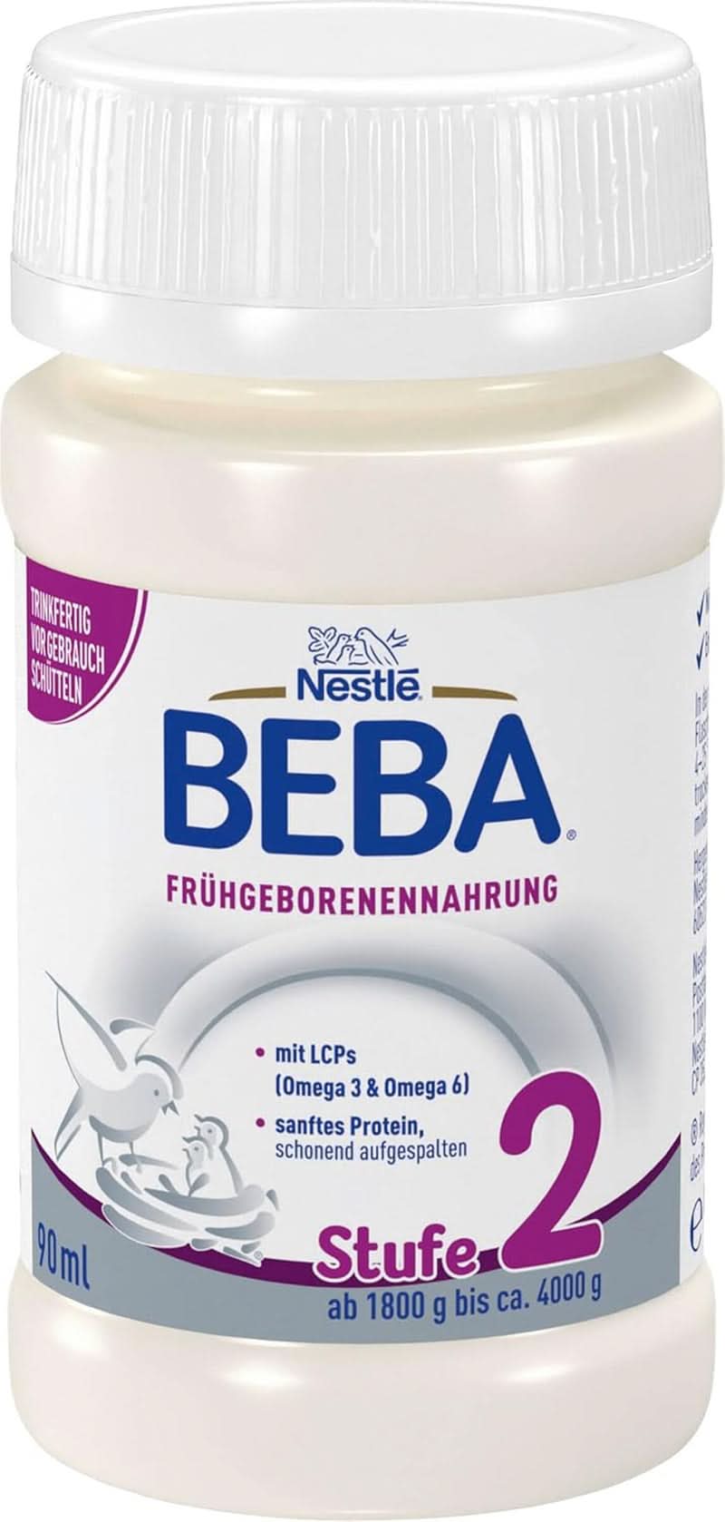 Alimento para prematuros BEBA Nivel 2, Alimento especial para prematuros y recién nacidos de bajo peso, listo para tomar, pack de 32 (32 x 90 ml) Naty Shop