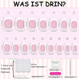 Uñas Francesas Autoadhesivas Rosa Claro - 32 Piezas Pegamento en Uñas Francesas - Uñas Postizas Cortas Cuadradas - Pegamento Transpirable en Uñas Artificiales - Uñas Postizas de Cobertura Completa para Mujer (Rosa Claro)