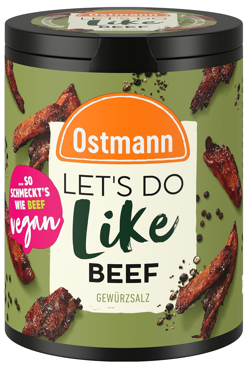 Ostmann Gewürze - Hagamos como la carne de vacuno | Rindfleisch-Geschmack para ungewürzte Fleischersatzprodukte | Gewürzsalz für Seitan, Tofu y vegetarian und vegane Gerichte | 90 g en barra de reciclaje Metalldose