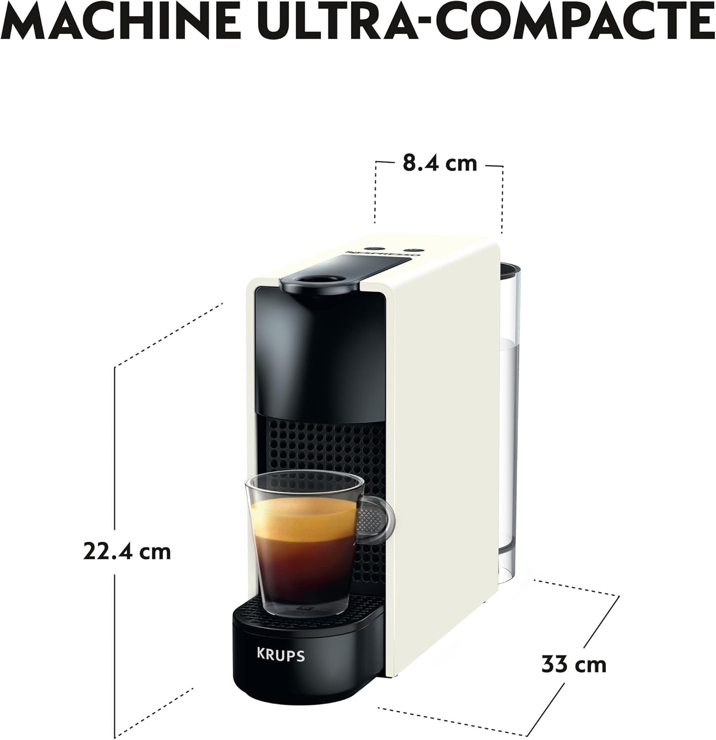 Krups Nespresso Essenza Mini máquina de café expreso blanco puro, cápsula de café, estilo Espresso, Espresso compacto Barista YY2912FD
