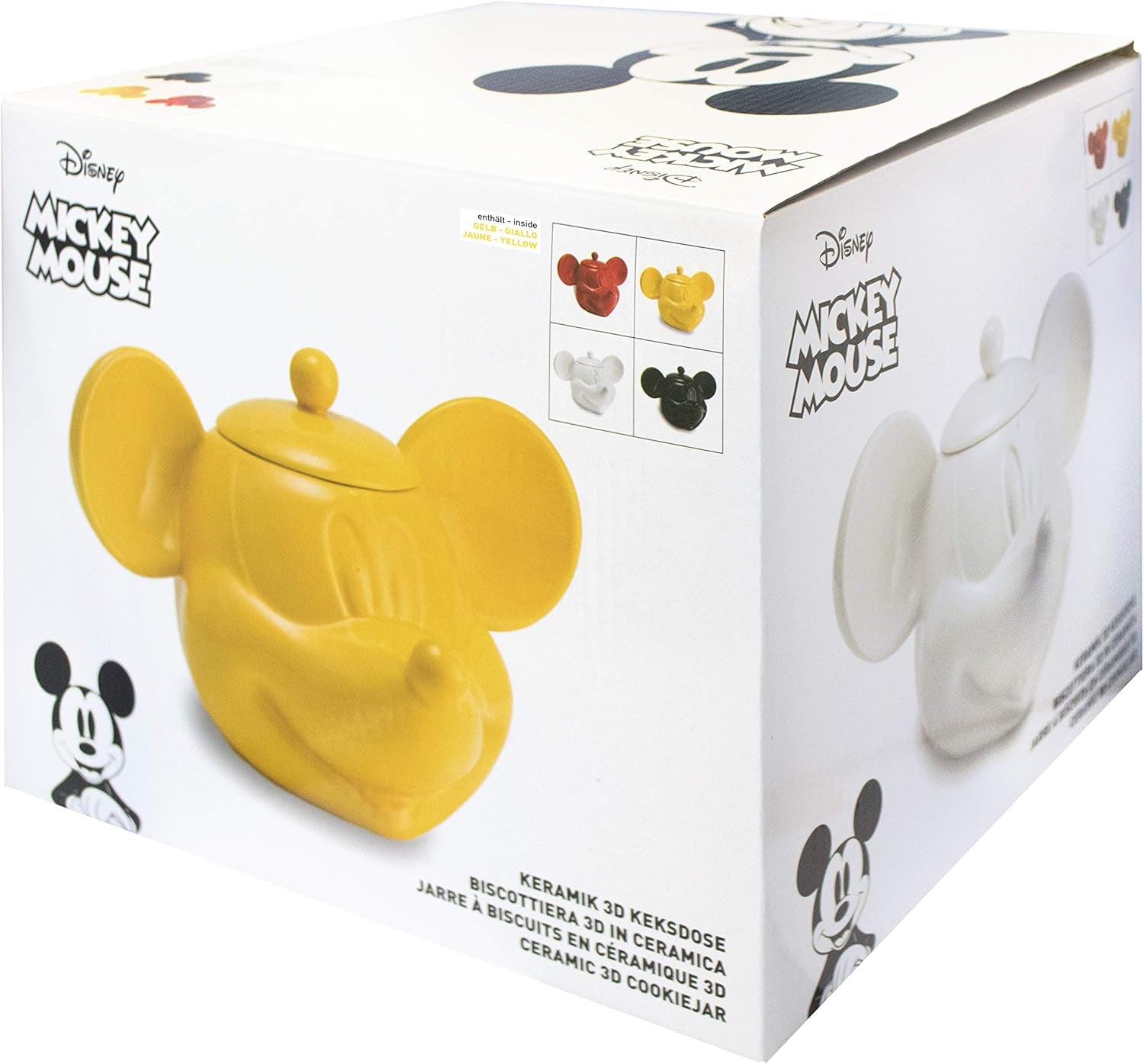 Joy Toy 62129 Tarro de galletas 3D Disney Mickey Mouse amarillo 25X17X20 Cm Cajas de almacenamiento de alimentos Naty Shop