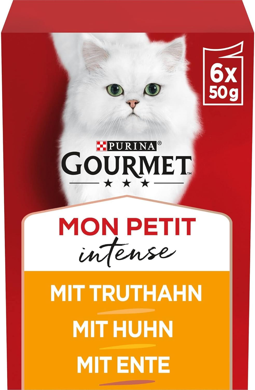 Gourmet Mon Petit Comida húmeda intensa para gatos, variedad de aves de corral, paquete de 8 (8 x 6 sobres de 50 g cada uno)