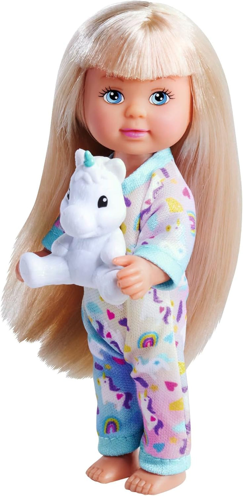 Pijama Simba Evi Love, 3 colores surtidos, solo se envía un artículo, muñeca en lindo pijama con peluche de unicornio, muñeca de juego de 12 cm, a partir de 3 años