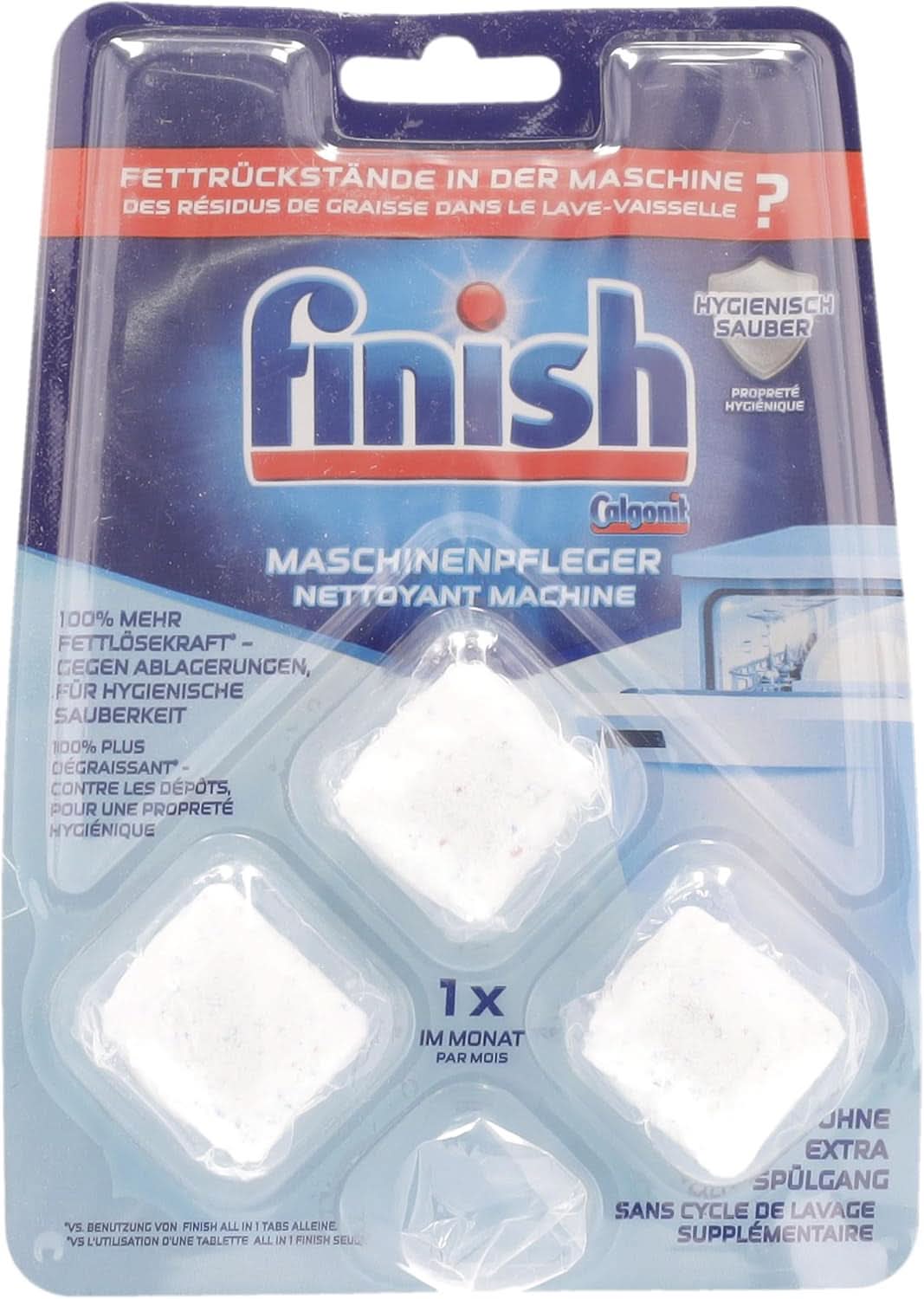 Finish Machine Cleaner Tabs - Pastillas para lavavajillas contra la suciedad y la grasa del interior del lavavajillas, 3 pastillas Naty Shop
