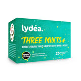 Lydea Three Mints+ Té de hierbas orgánico con tres surtidos de menta, manzana y hierbas, 60 pirámides, paquete de 3 [3 x 20 pirámides]