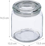 Relaxdays Tarros de Conservación con Tapa Juego de 6 Tarros de Vidrio Octogonales de 1,3 L Recipientes de Vidrio Herméticos Cajas de Conservación de Alimentos Transparentes Naty Shop
