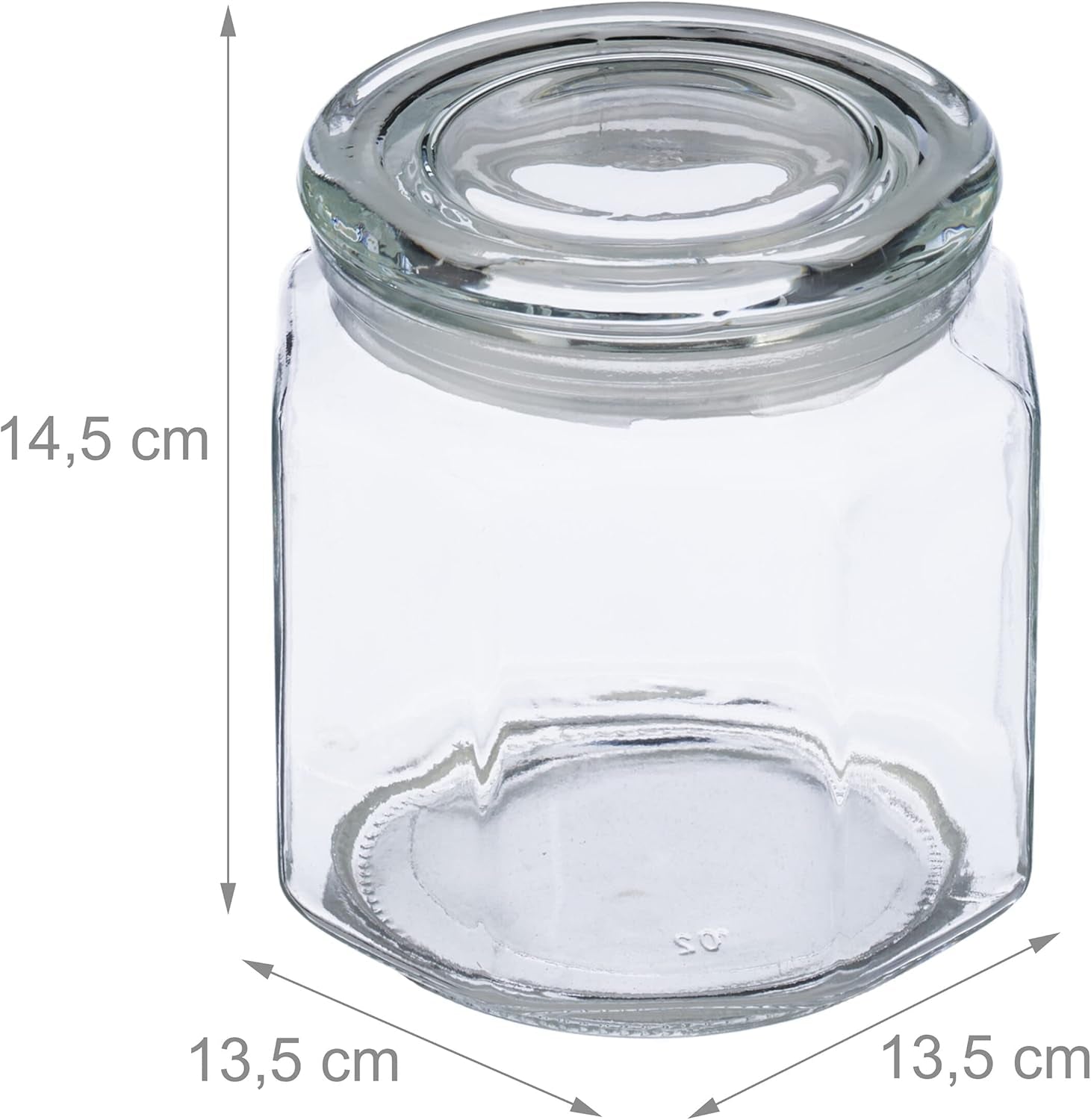 Relaxdays Tarros de Conservación con Tapa Juego de 6 Tarros de Vidrio Octogonales de 1,3 L Recipientes de Vidrio Herméticos Cajas de Conservación de Alimentos Transparentes Naty Shop