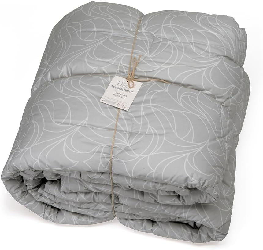 Edredón Foppapedretti Nacht&Natura para cama de matrimonio 2P; onda perla, funda 100% algodón, Made in Italy Edredones y colchas Naty Shop