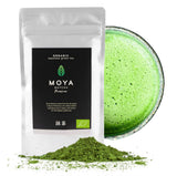 Té verde orgánico Moya Matcha en polvo | 100 g calidad premium para ceremonia | Cultivado y cosechado orgánicamente en Uji, Japón | Té verde matcha en polvo | Ideal para la ceremonia japonesa del té de agua.