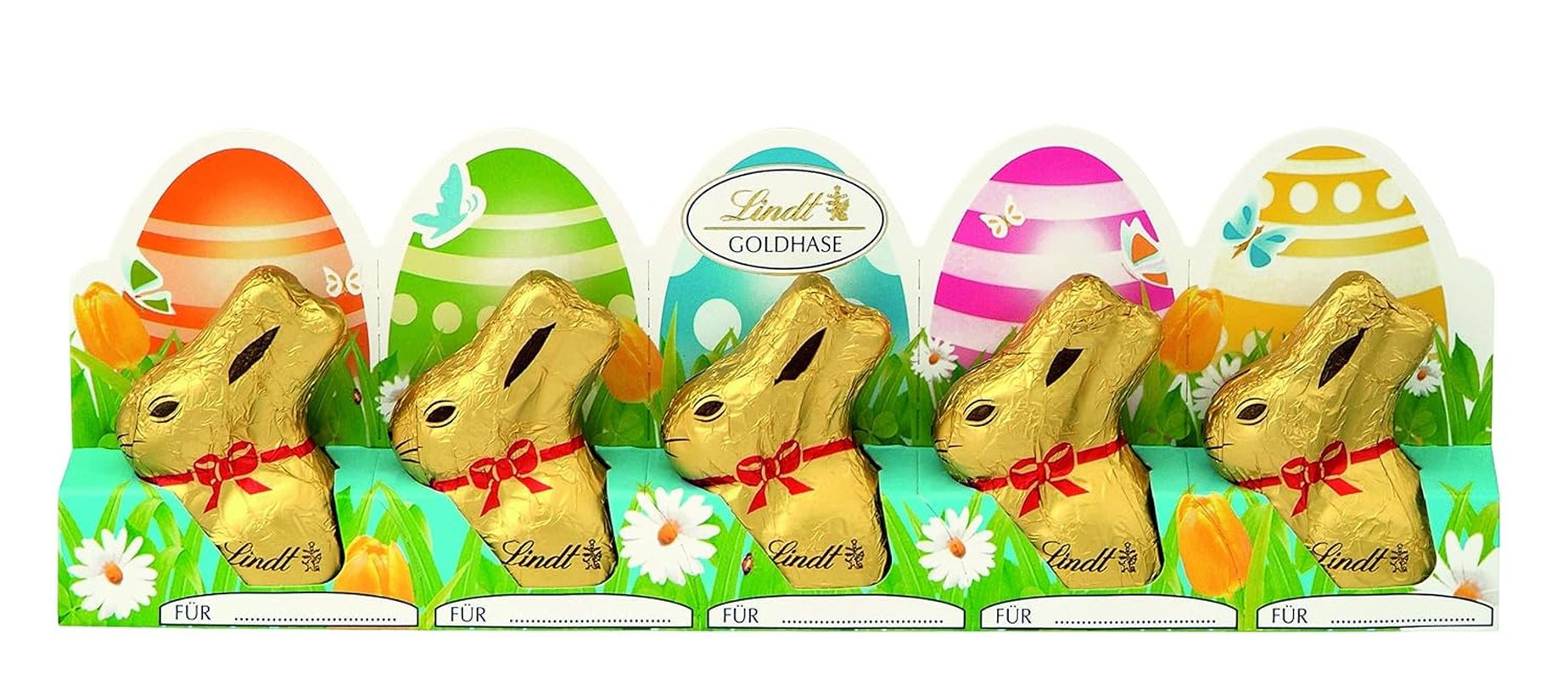 Paquete de 5 mini conejitos dorados perforados (5 x 50 g)