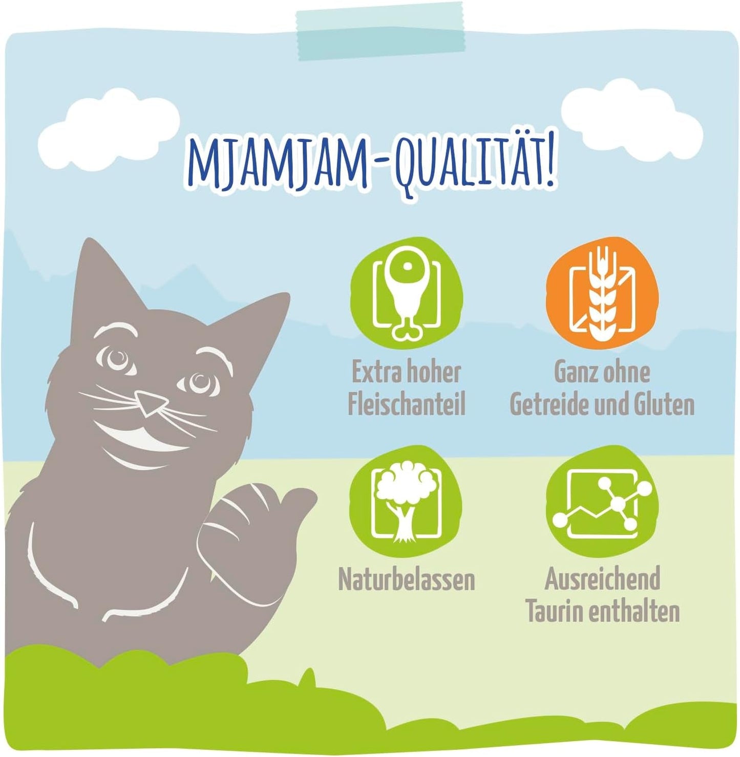 MjAMjAM - Comida húmeda premium para gatos - Trucha refinada con pollo jugoso, paquete de 6 (6 x 400 g), sin cereales