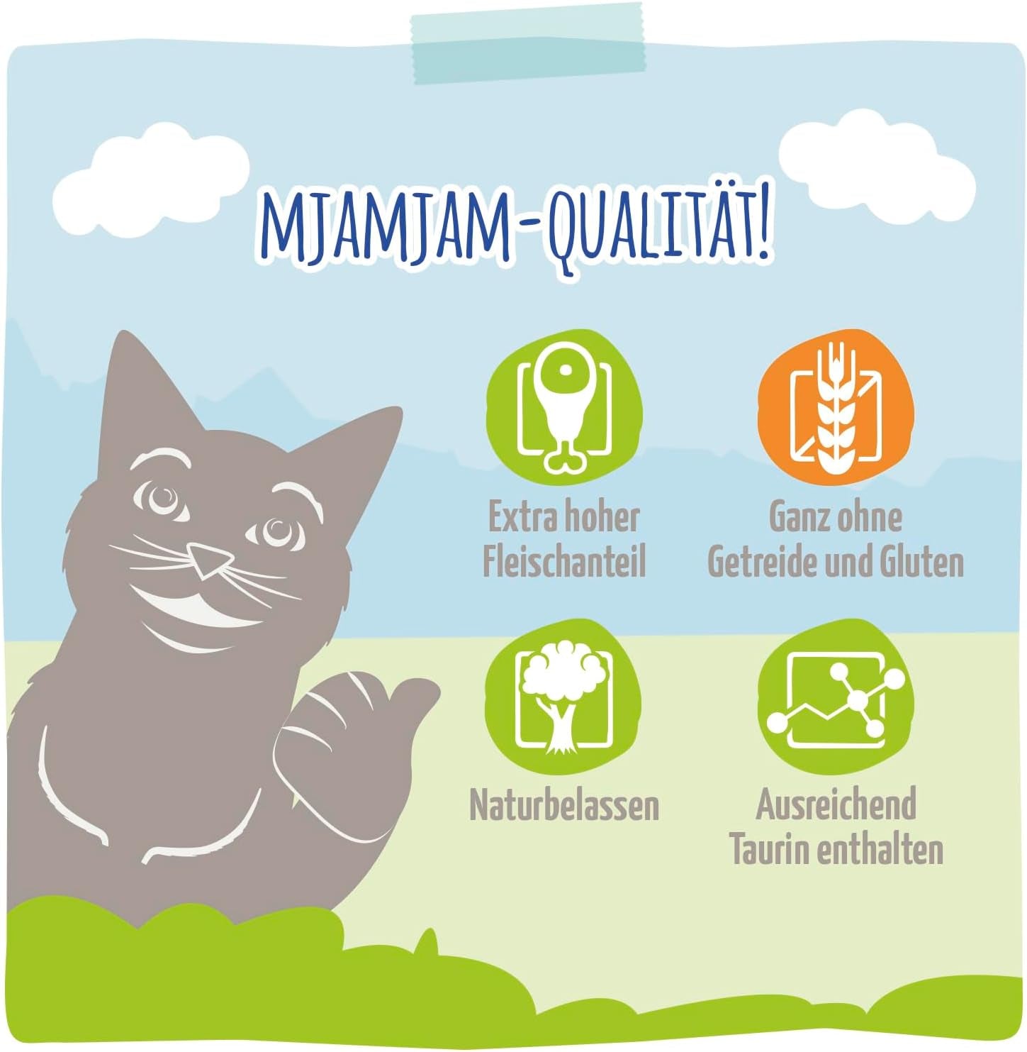 MjAMjAM - Comida húmeda premium para gatos - Trucha refinada con pollo jugoso, paquete de 6 (6 x 400 g), sin cereales