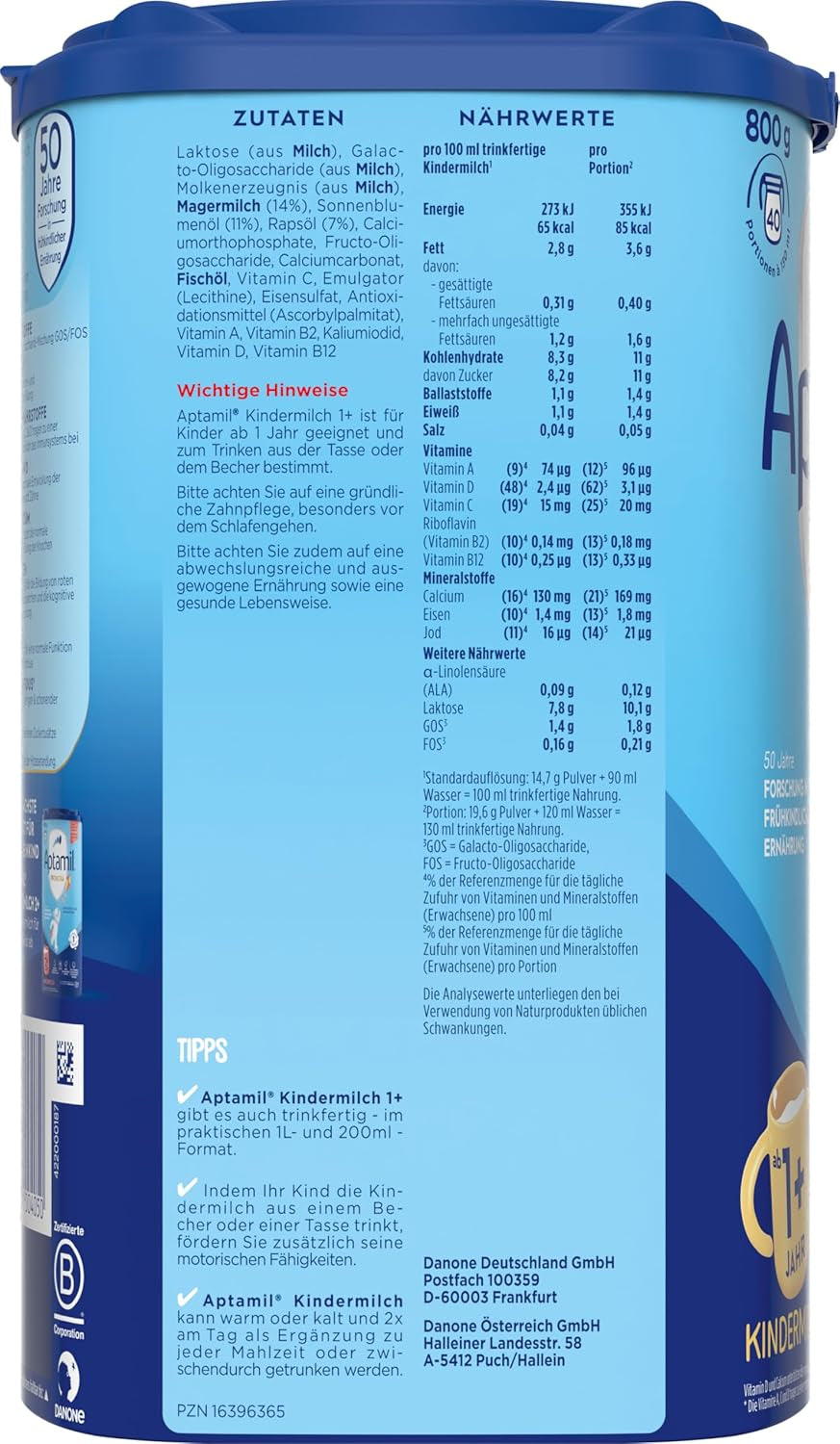 Aptamil Leche de crecimiento 1 Plus - Leche de crecimiento a partir de 1 año - 800g