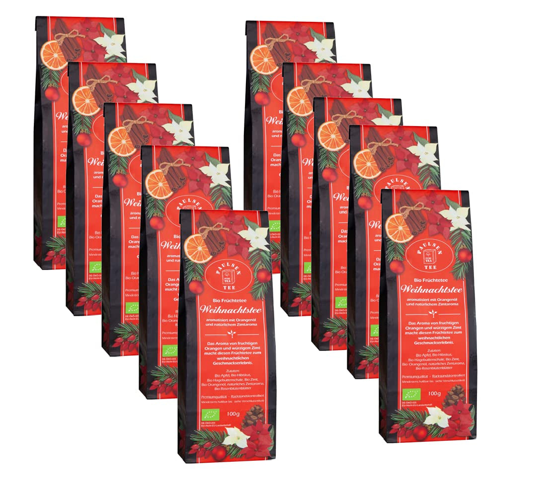 Té de Navidad orgánico 10 X 100G, Té Paulsen Té de frutas Controlado para residuos