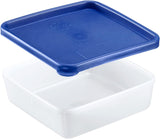 Westmark 4 recipientes para conservar alimentos y congelar, incluida tapa, capacidad: 0,25 l cada uno, apilables, plástico, Trio, color: transparente/azul, 25042270 Cajas para almacenar alimentos Naty Shop