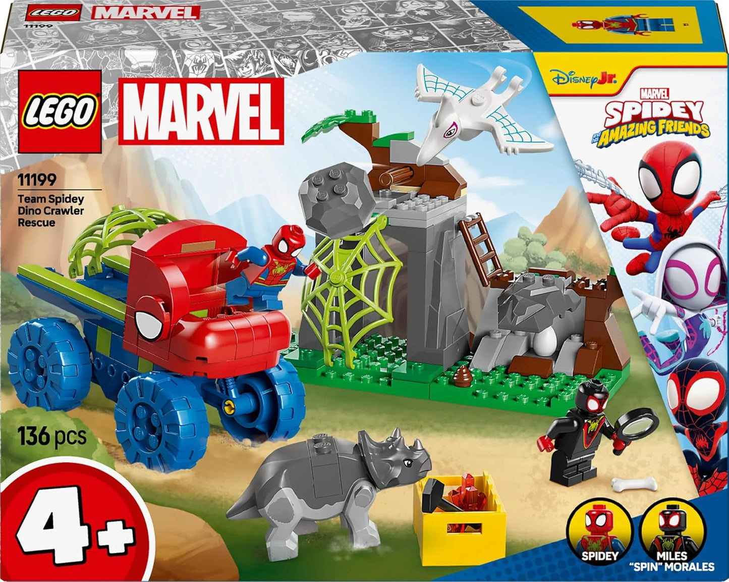 LEGO Marvel Equipo de Spidey en misión de rescate en el Dino Truck Coche de juguete para construir para superhéroes Set de aventuras para niños a partir de 4 años Spidey y sus súper amigos 11199 Juegos de construcción Besuche den LEGO-Store