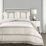 Colcha estilo granja a rayas de Lush Decor, tamaño matrimonial/queen, edredones y edredones grises Naty Shop Blue Full Queen