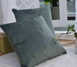 Almohada tipo caja para cortina Almohada decorativa L x A 45X45 cm Jacquard verde "Greta" con diseño de espiga Cuidado fácil Cierre de cremallera Relleno suave 320G - Variedad de colores, 2023510 Almohadas de viaje Naty Shop