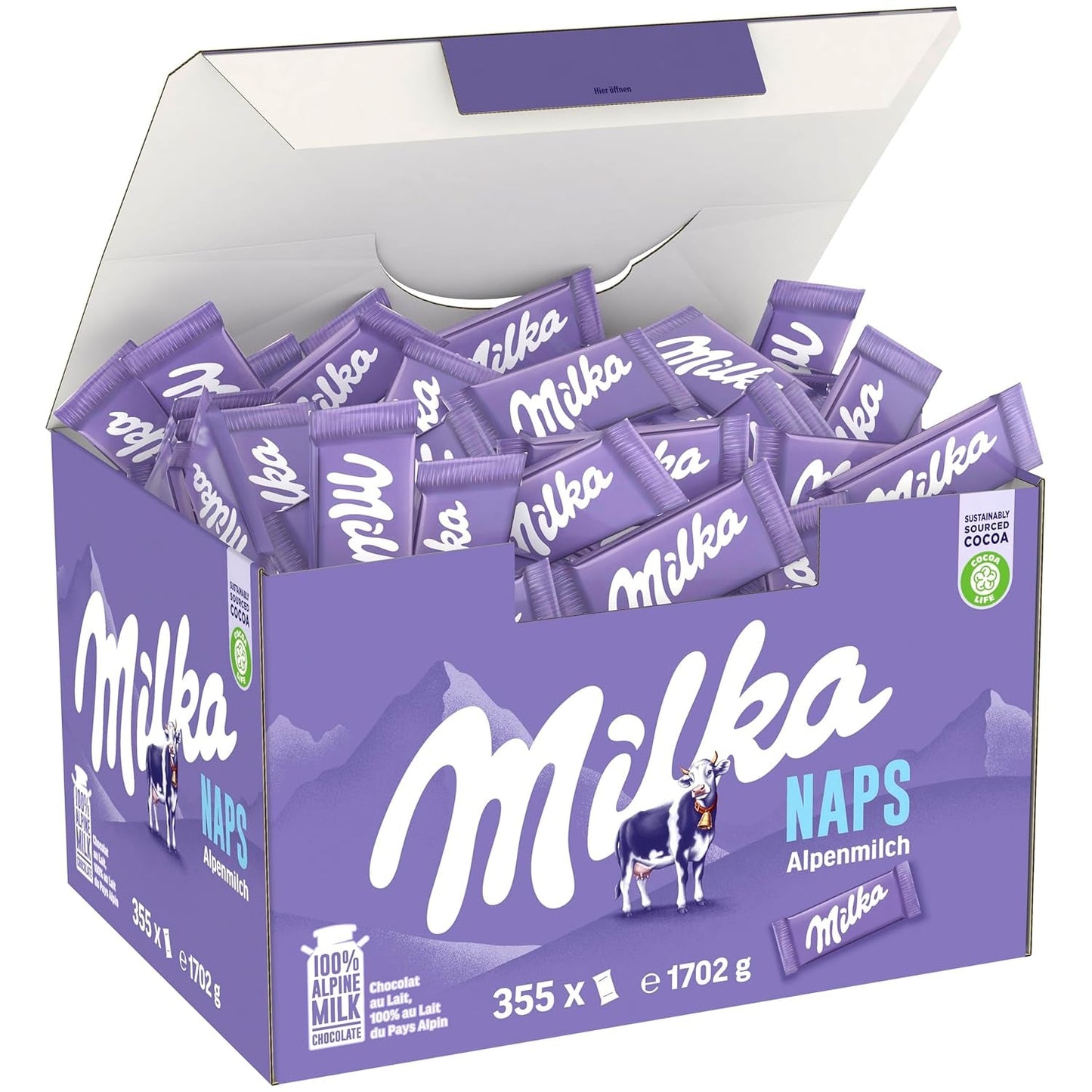 Milka Naps Alpine Milk – Mini cuadrados de chocolate elaborados con delicado chocolate con leche alpino – 1 x 1,7 kg
