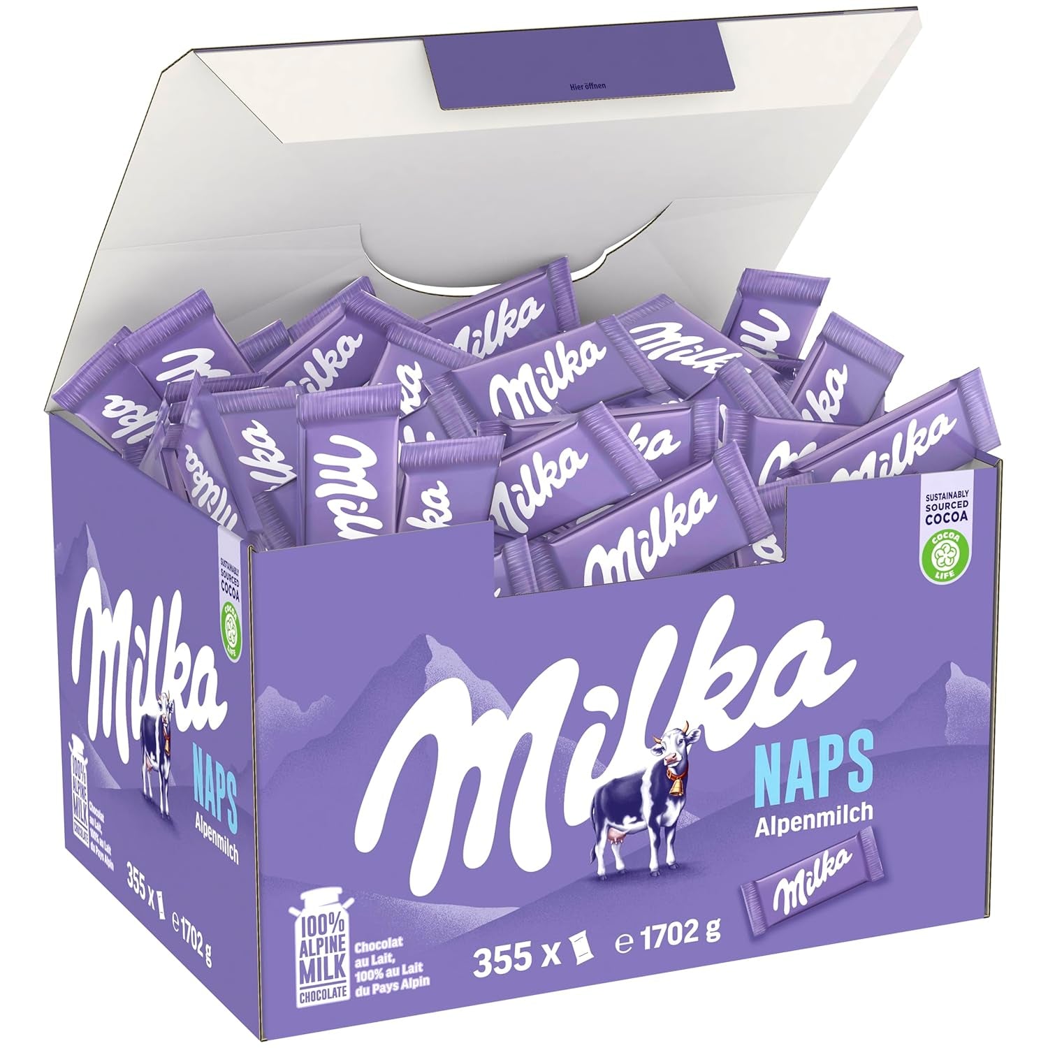 Milka Naps Alpine Milk – Mini cuadrados de chocolate elaborados con delicado chocolate con leche alpino – 1 x 1,7 kg
