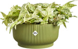 elho Vibes Fold Bowl 25 - Macetas de interior - 100% plástico reciclado - Ø 24,9 x H 12,1 cm - Verde/Ferngrün