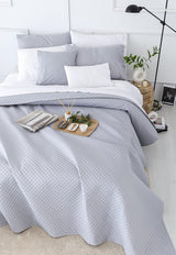 Todocama Fine Boutique Colcha con estampado de piqué, para primavera, verano, otoño e invierno, 100% microfibra súper suave, manta multifuncional, 140/150/160-250 X 260 cm, gris claro Camas y Mantas Beuche den Todocama-Store