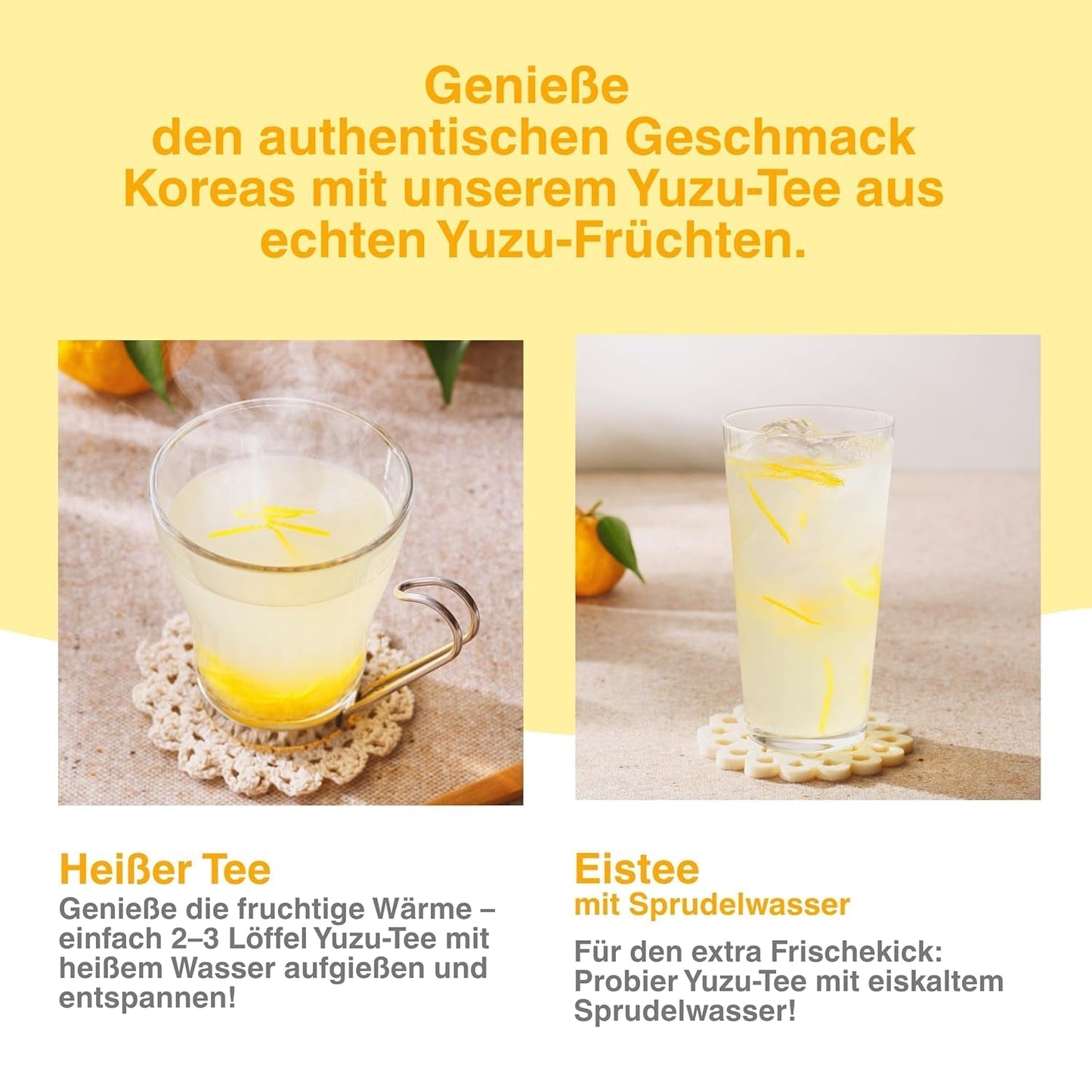 Bebida coreana Easycookasia – Té Yuzu | Afrutado, dulce y cítrico | Con vitamina C | Para té, limonada, cócteles y postres | Descubre la cultura asiática del té (500g)