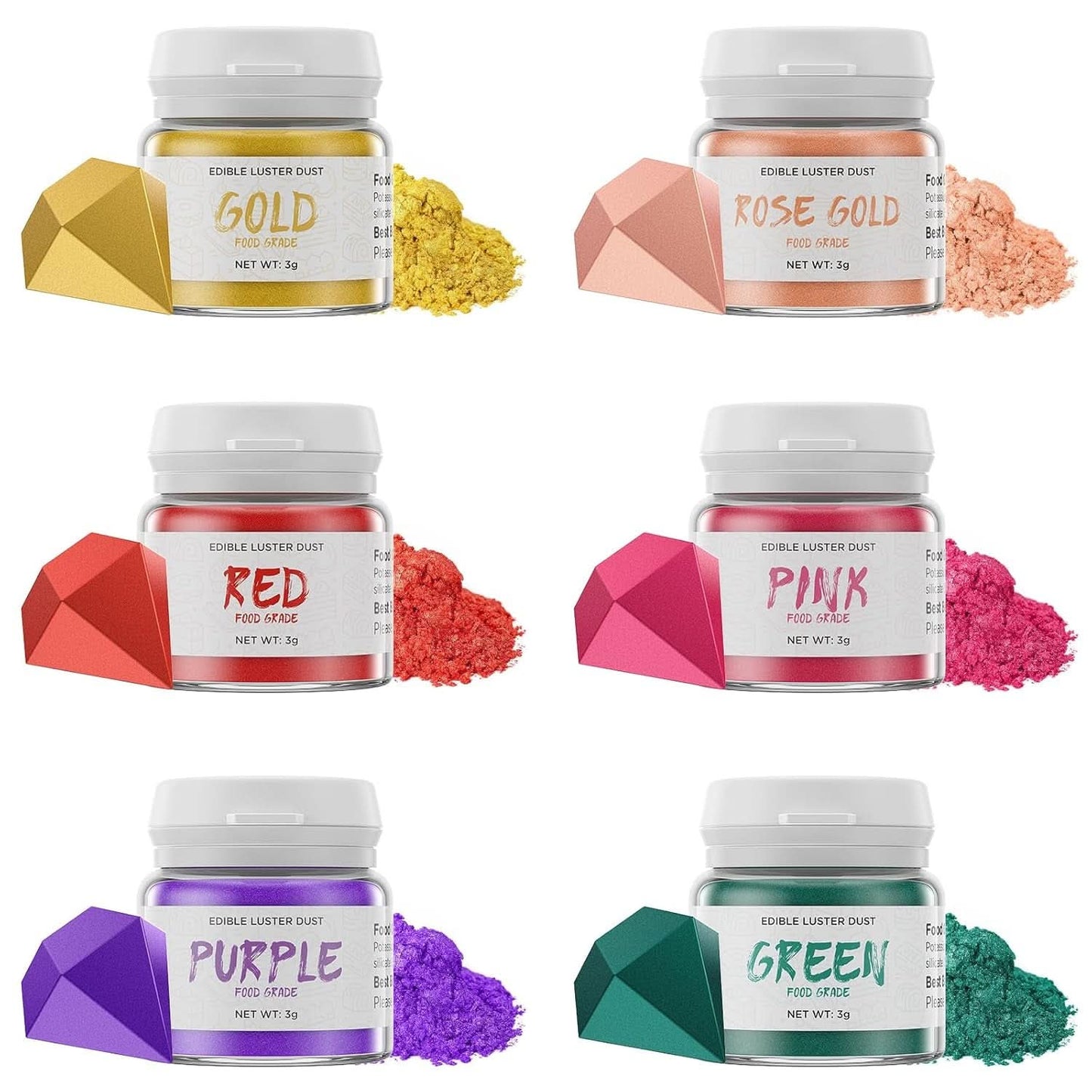 Purpurina comestible, 3 gramos Naty Shop Colores clásicos