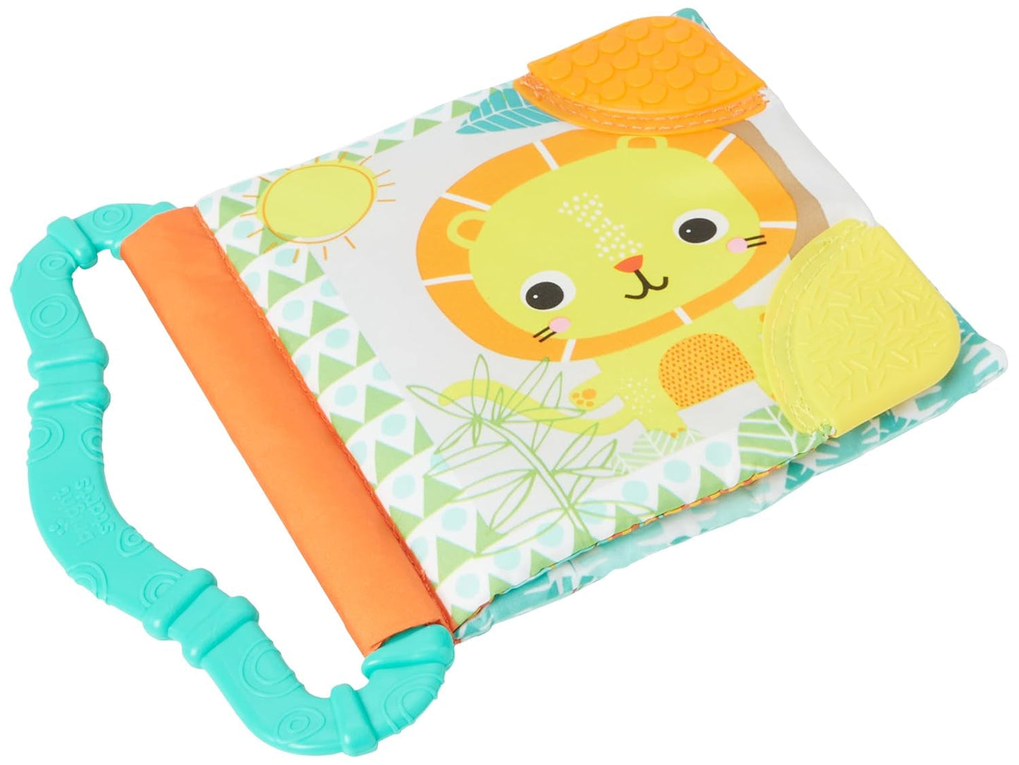 Bright Starts, Teethe & Read, Sonajero Libro de Tela Juguete para Agarrar y Tela Libro de Imágenes de Animales, Libro de Sonajero, Anillo para la Dentición, Gomas Calmantes, Juguete para Bebés y Niños Pequeños 3 Meses Juguetes para Bebés Naty Shop