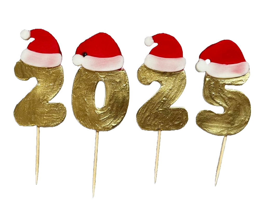 Set de 4 adornos de pasta de azúcar comestible, Feliz Cumpleaños, 2025 Decoraciones de pasta de azúcar Naty Shop
