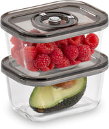 Set Caso Vacu OneTouch Eco, envasadora al vacío manual que incluye 3 recipientes de vidrio al vacío y VacuBoxx Eco-Duo S - recipiente para frescura al vacío / 2 recipientes de 500 ml cada uno Cajas para conservar alimentos Naty Shop