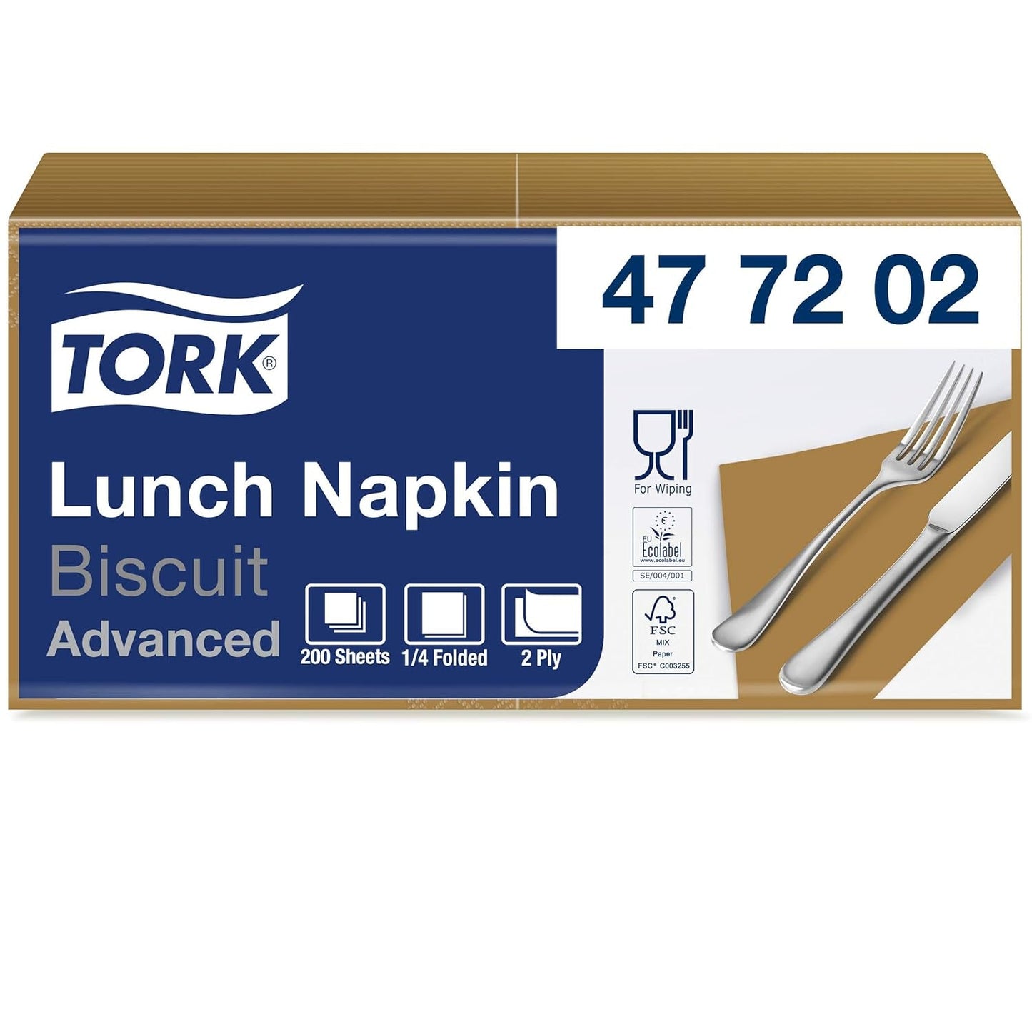 Tork 477840 Servilletas de almuerzo color lima / Servilletas de 2 capas para comidas pequeñas o refrigerios / Calidad avanzada / Servilletas de papel 10 x 200 (2000) / 32,6 x 33 cm (largo x ancho) / Pliegue 1/4