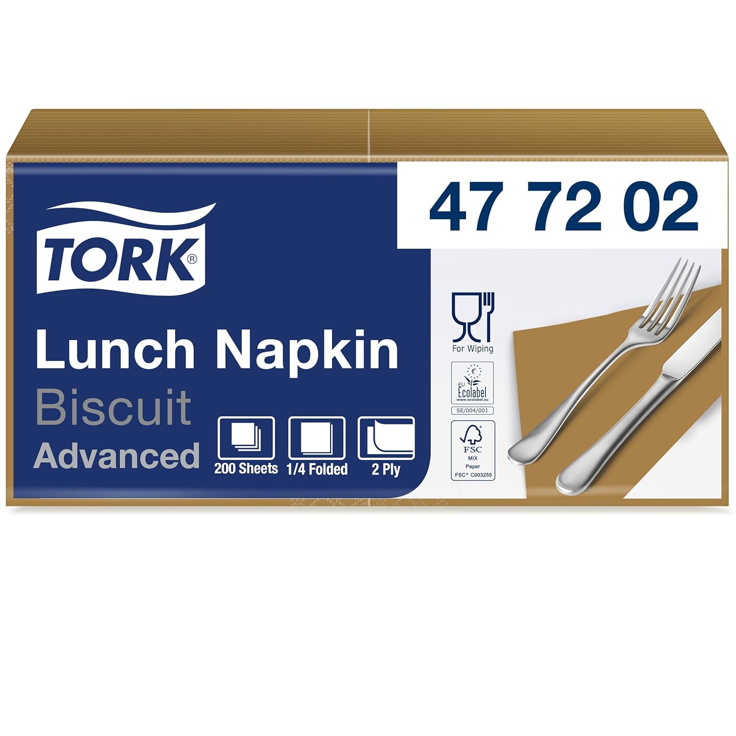 Tork 477840 Servilletas de almuerzo color lima / Servilletas de 2 capas para comidas pequeñas o refrigerios / Calidad avanzada / Servilletas de papel 10 x 200 (2000) / 32,6 x 33 cm (largo x ancho) / Pliegue 1/4