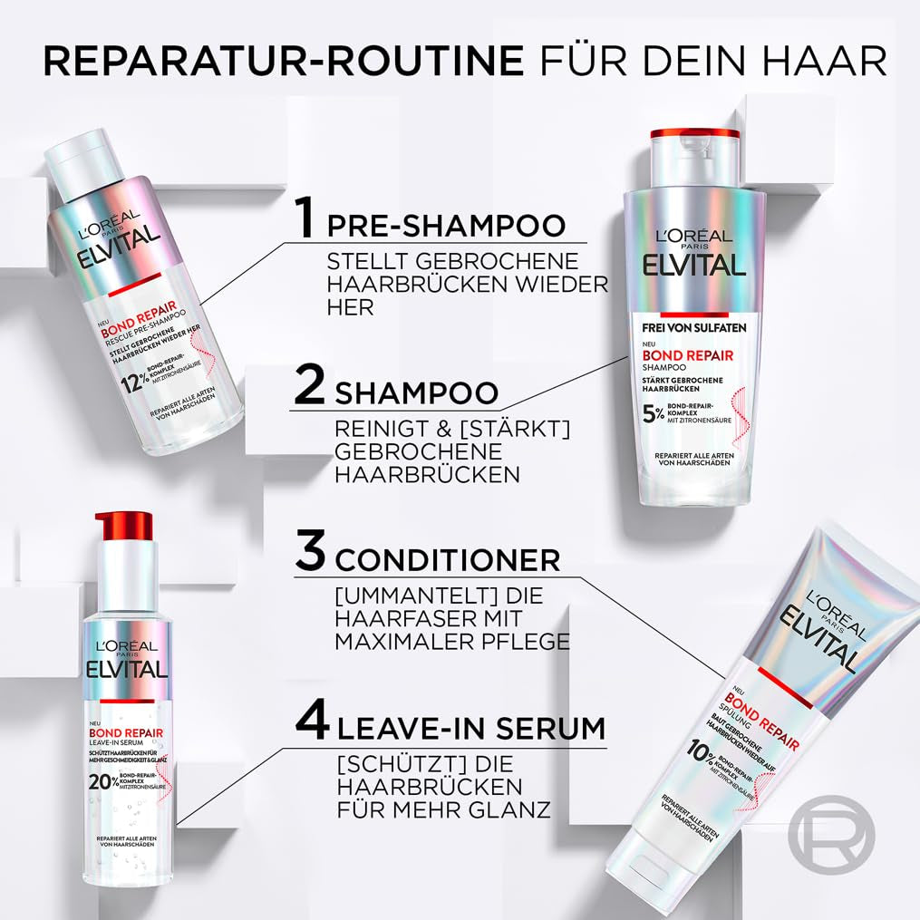 L'Oréal Paris Elvital Bond Repair Shampoo, limpiador suave para reparar el cabello L'Oréal Ducha y Baño