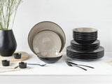 CreaTable, 24464, Serie Malmö Beige, Vajilla de 18 piezas para 6 personas, Juego de platos de gres, Apto para lavavajillas y microondas, Fabricación de calidad