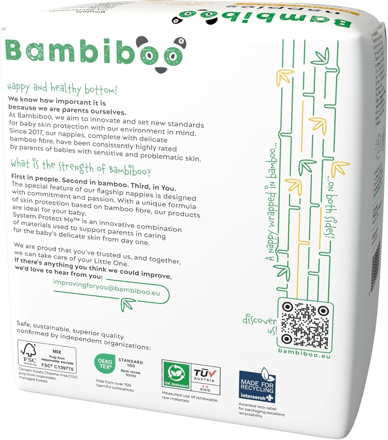 Bambiboo Mini Pañales Desechables Amigables con la Piel con Abertura Umbilical de Fibra de Bambú Suave - Pañales para Recién Nacidos - Pañales Desechables para Recién Nacidos - Protección de la Piel - Talla 2, 25 piezas