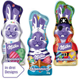 Milka Smiling Bunny Alpine Milk Design Edition - Chocolate de Pascua con 3 diseños diferentes - 24 x 45 g