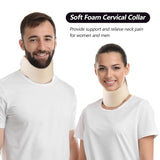 RESTCLOUD Soporte para el cuello de espuma suave, collar universal, soporte para el cuello ajustable para dormir - Alivia el dolor de cuello (blanco, cuello de 6,4 cm de profundidad, M) Almohadas ortopédicas cervicales Naty Shop