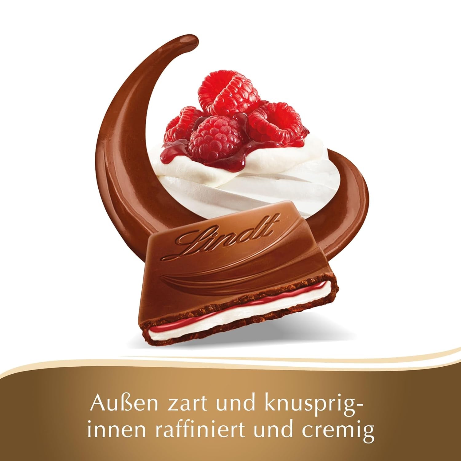 Lindt Chocolate Creation Panna Cotta de frambuesa, regalo de chocolate, barra de chocolate, 150 g (paquete de 5)