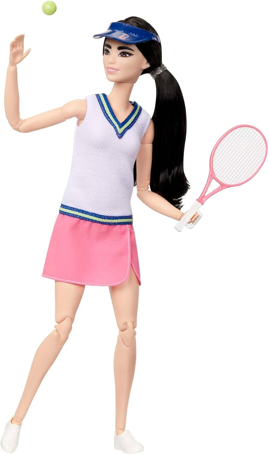 Muñeca Barbie Made to Move - Jugadora de tenis con raqueta y pelota - Muñeca articulada de 22 para juegos realistas, fanáticos del tenis y niños de 3 años en adelante, HKT73