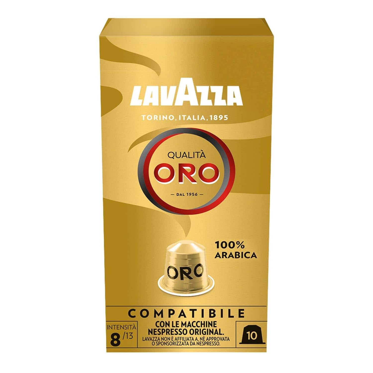 Lavazza Qualità Oro, Arábica-Bohnen con sabor afrutado-floral, 10 cápsulas, compatible con Nespresso